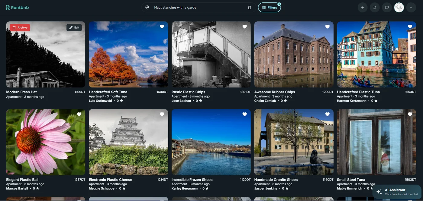Home page showing results with multiple active filters